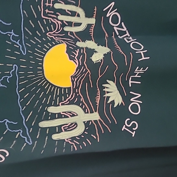 Torrid Green Graphic Outdoorsy Sunrise Cactus Comfy Hoodie Zip Up Sweatshirt 3 - Picture 3 of 6